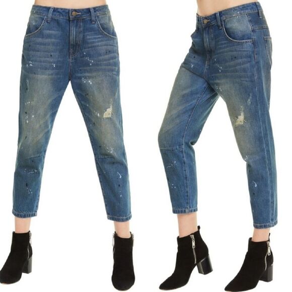 NWT Wildfox Baggy Crop distressed Davinci wash jeans sz 25 - Picture 1 of 6